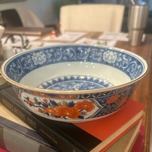 Vintage Tiffany & Co. Chinoiserie Blue White Floral Imari-Style Catchall Bowl